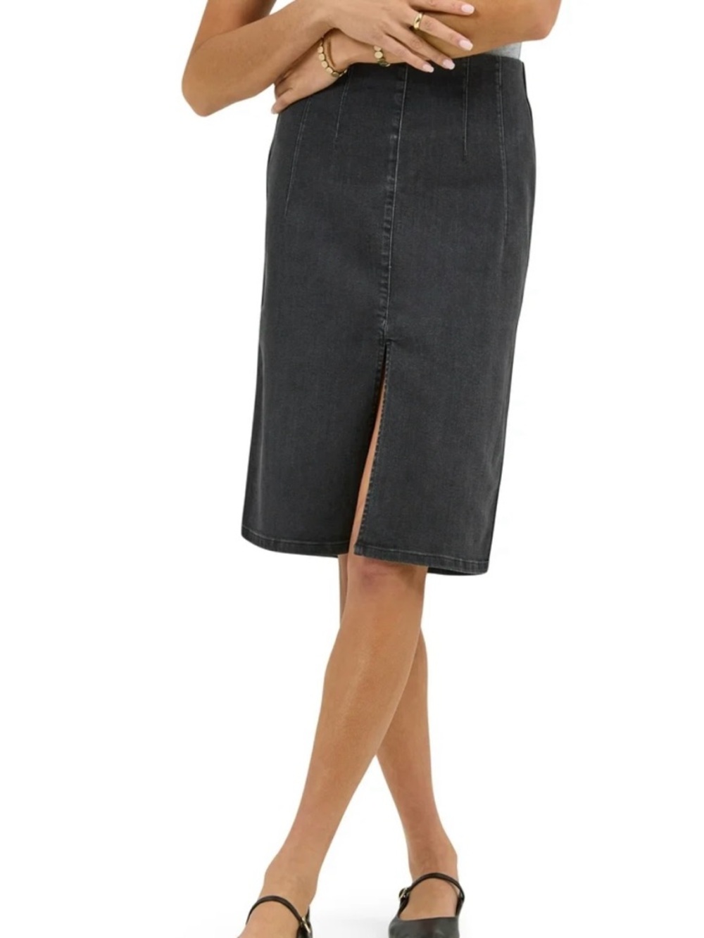 Lee® Womens Heritage Midi Skirt, Size S Inky Lead Pull on Skirt Black NEW